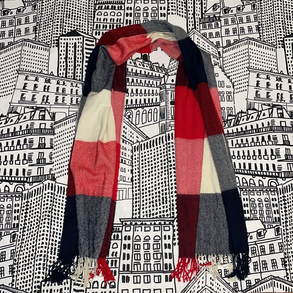 Loritta Red Navy Plaid Scarf